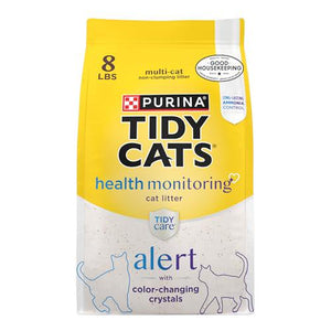 Purina Tidy Cats Health Monitoring Crystals, 8 lb, Non-Clumping Silica Cat Litter, Alerts on Health Changes