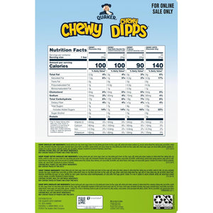 Quaker Quaker Chewy Granola Bars, Chewy And Dipps 4 Flavor Variety Pack, 58 Pack, Chocolate Chip, Peanut Butter Chocolate Chip, Smores Flavors