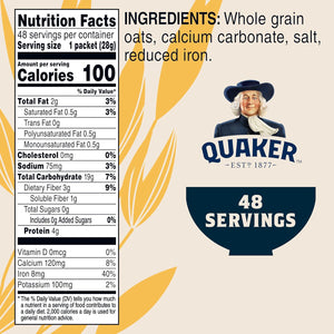 Quaker Instant Oatmeal Original, Individual Packets, 098 oz, 48 Count, Quick & Easy Breakfast Option