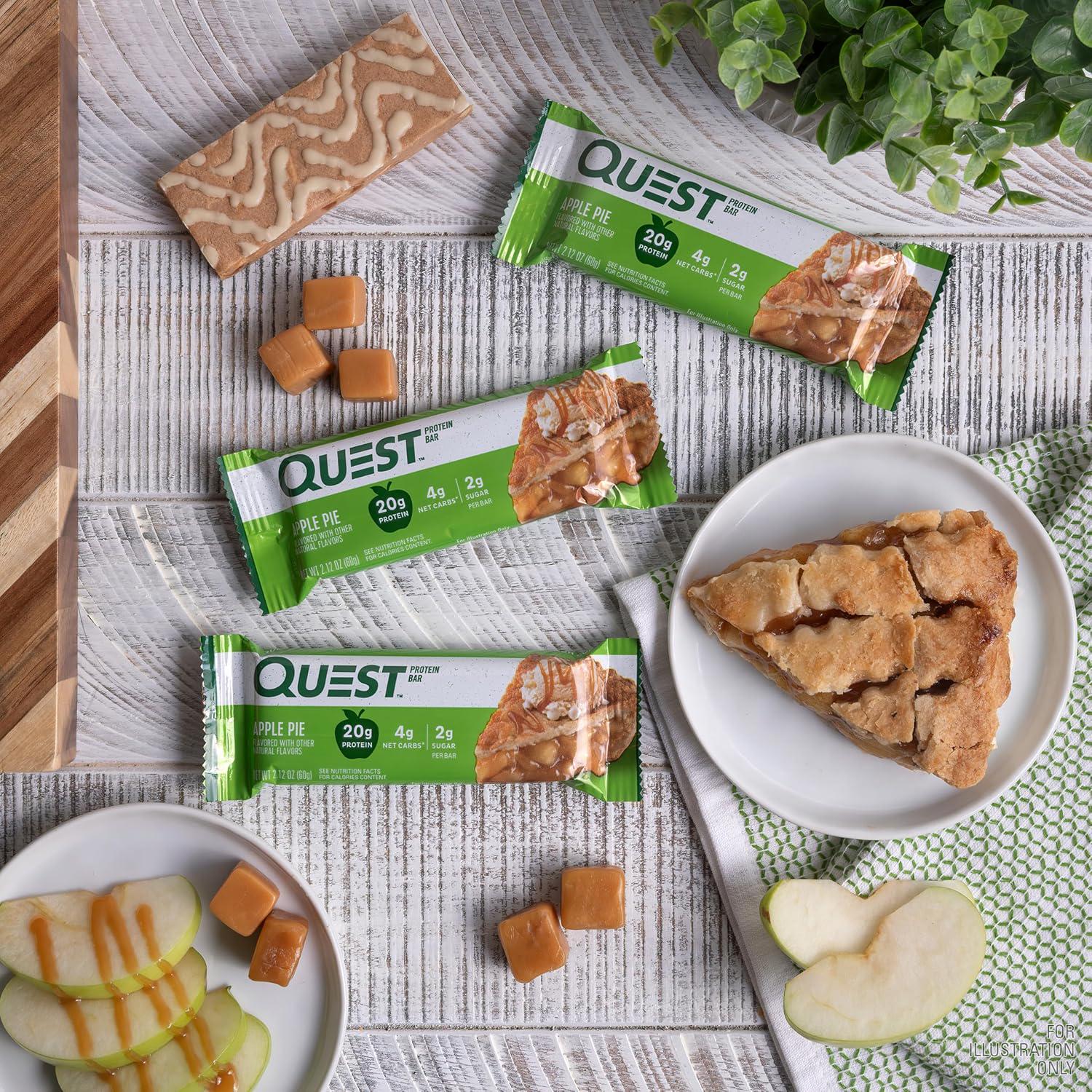 Quest Nutrition Apple Pie Protein Bar, 20g Protein, 4g Net Carbs, 2g Sugar, Gluten Free, Keto Friendly, 12 Count,