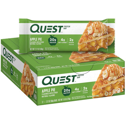 Quest Nutrition Apple Pie Protein Bar, 20g Protein, 4g Net Carbs, 2g Sugar, Gluten Free, Keto Friendly, 12 Count,