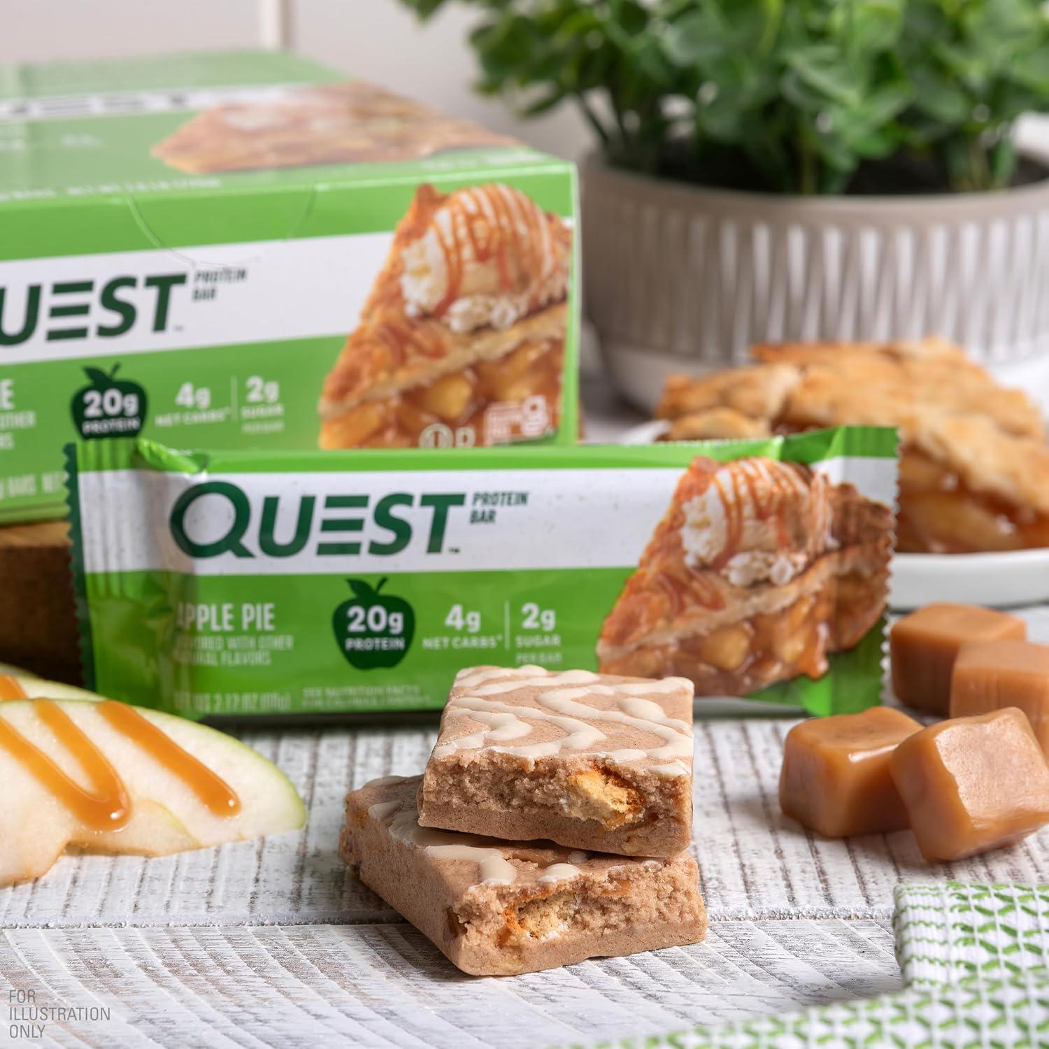 Quest Nutrition Apple Pie Protein Bar, 20g Protein, 4g Net Carbs, 2g Sugar, Gluten Free, Keto Friendly, 12 Count,