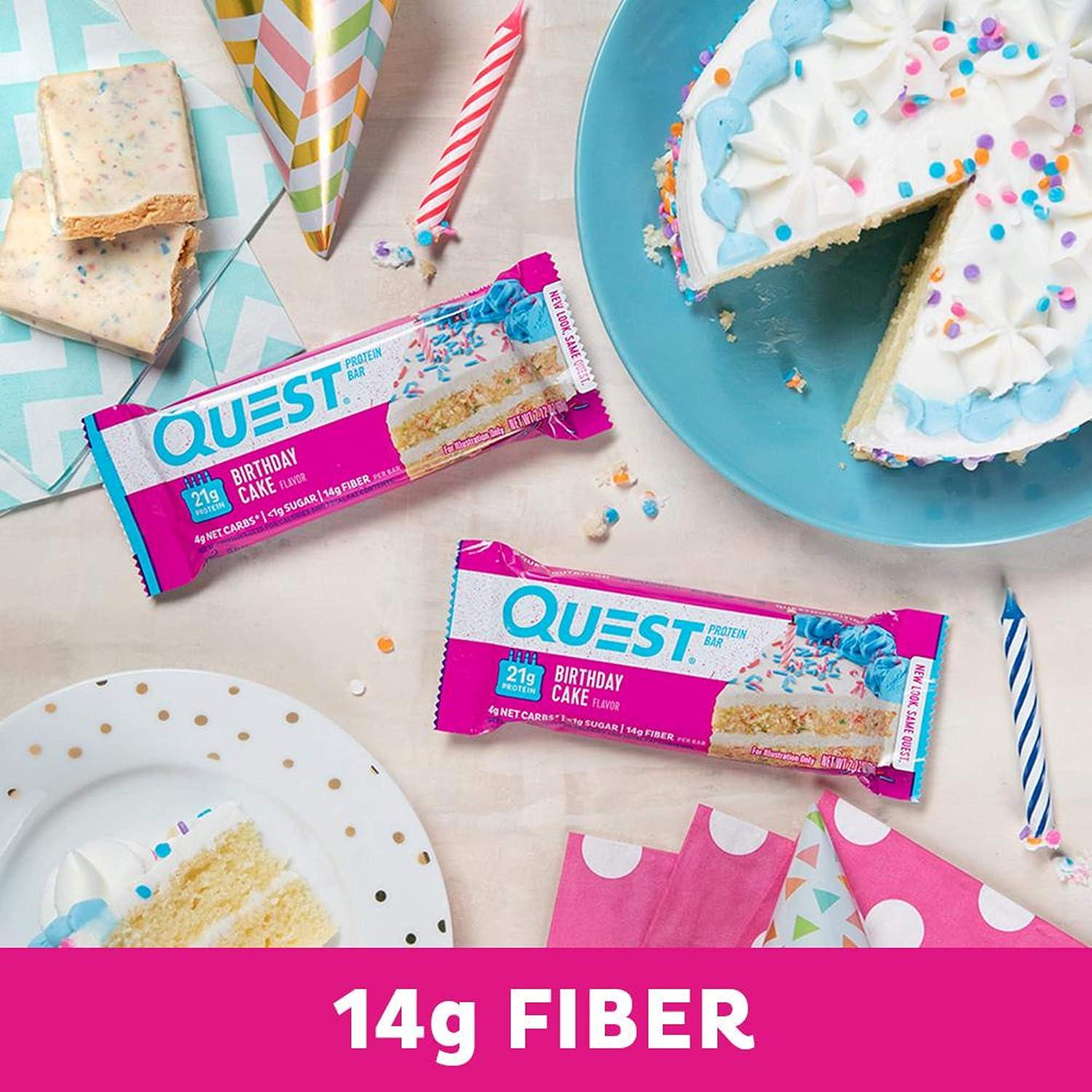 Quest Nutrition Birthday Cake Protein Bars, High Protein, Low Carb, Gluten Free, Keto Friendly, 12 Count,