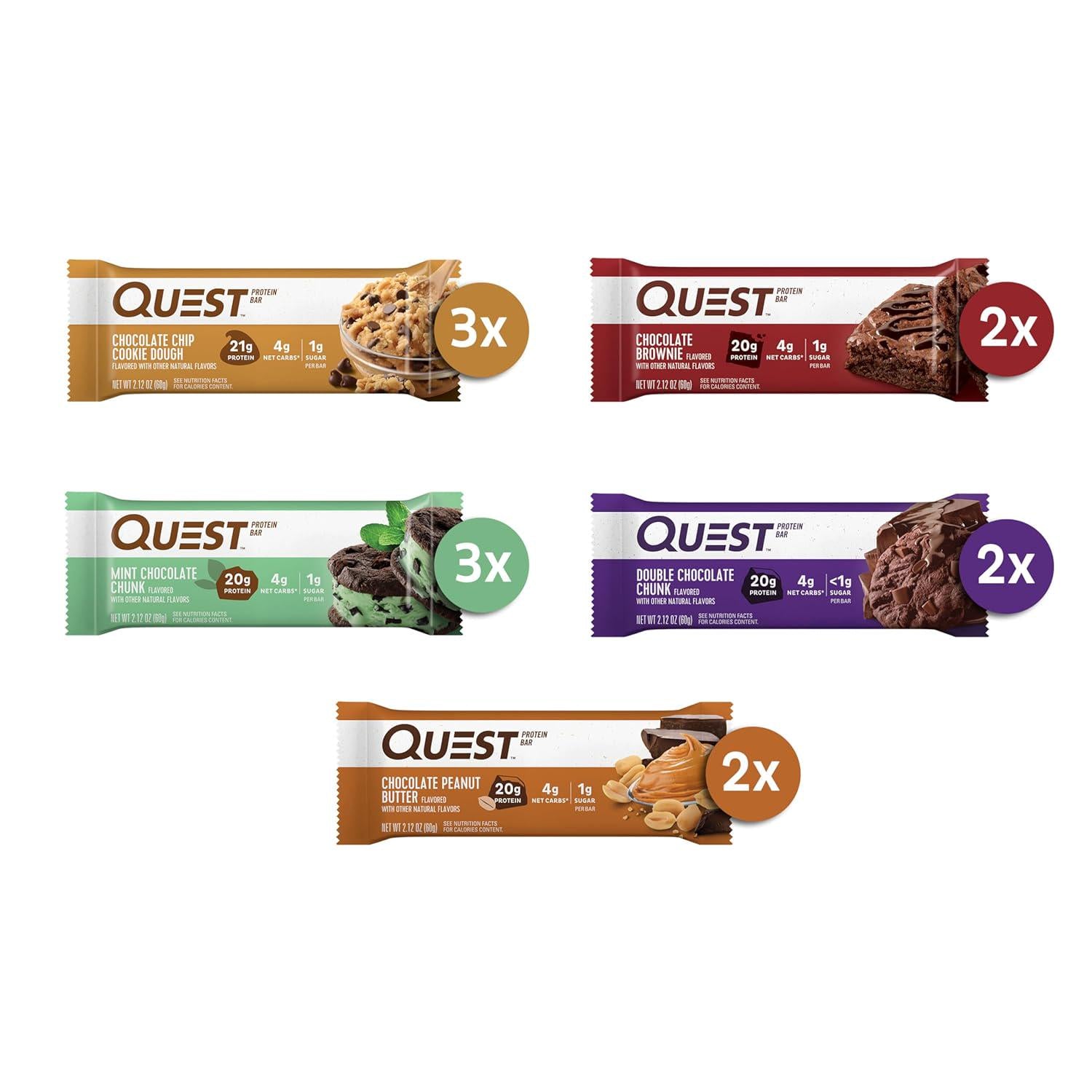 Quest Nutrition Chocolate Lovers Variety Pack, High Protein, Low Carb, Gluten Free, Keto Friendly, 12 Count,