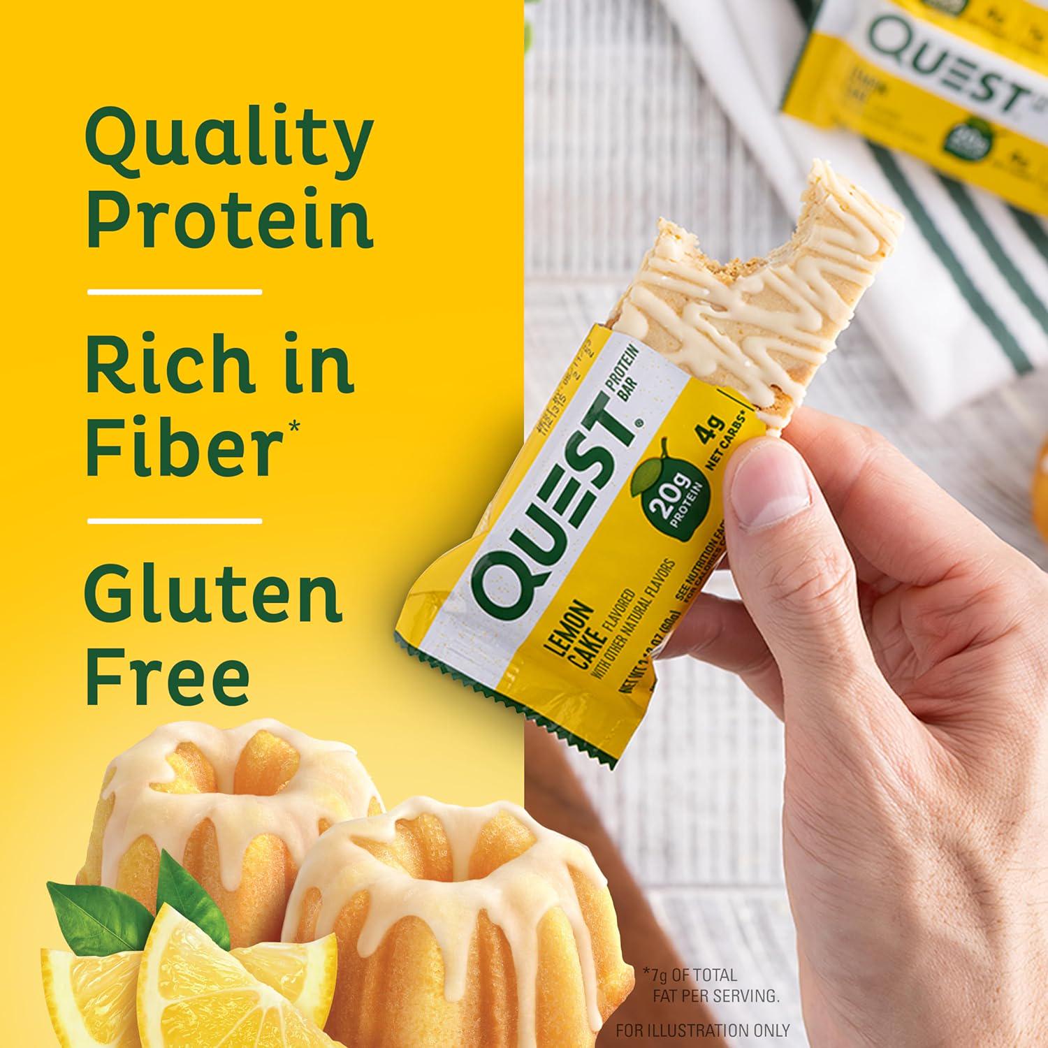 Quest Nutrition Lemon Cake Protein Bars, High Protein, Low Carb, Gluten Free, Keto Friendly, 12 Count (Pack Of 1),