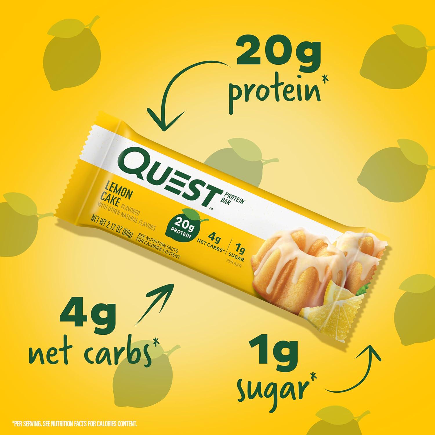 Quest Nutrition Lemon Cake Protein Bars, High Protein, Low Carb, Gluten Free, Keto Friendly, 12 Count (Pack Of 1),