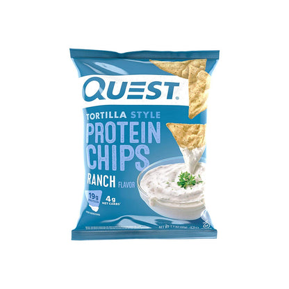 Quest Nutrition Tortilla Style Protein Chips, Ranch, 19g Protein, 4g Net Carbs, Low Carb, Gluten-Free, 11oz, Pack of 12