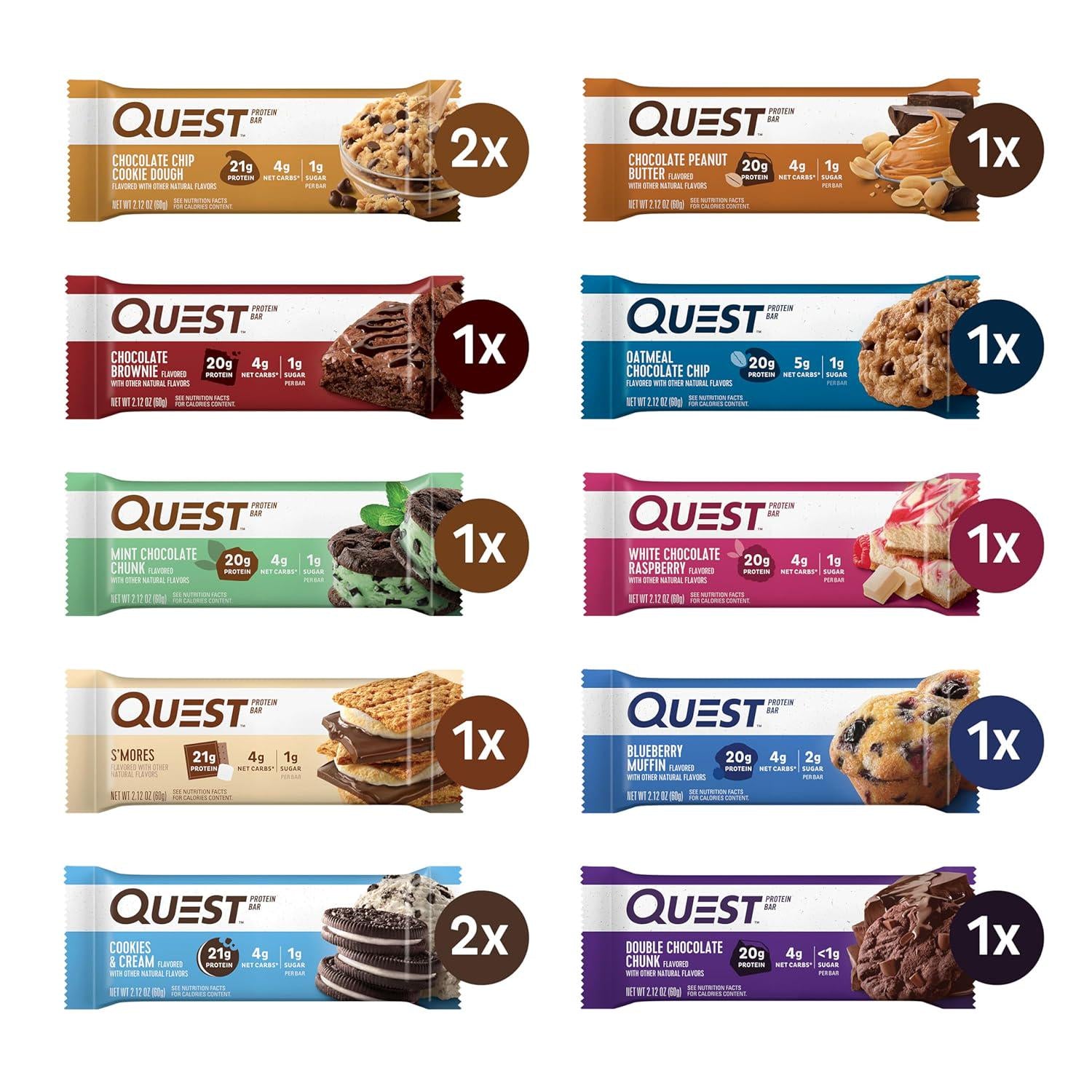 Quest Nutrition Ultimate Variety Pack Protein Bars, High Protein, Low Carb, Gluten Free, Keto Friendly, 12 Count,