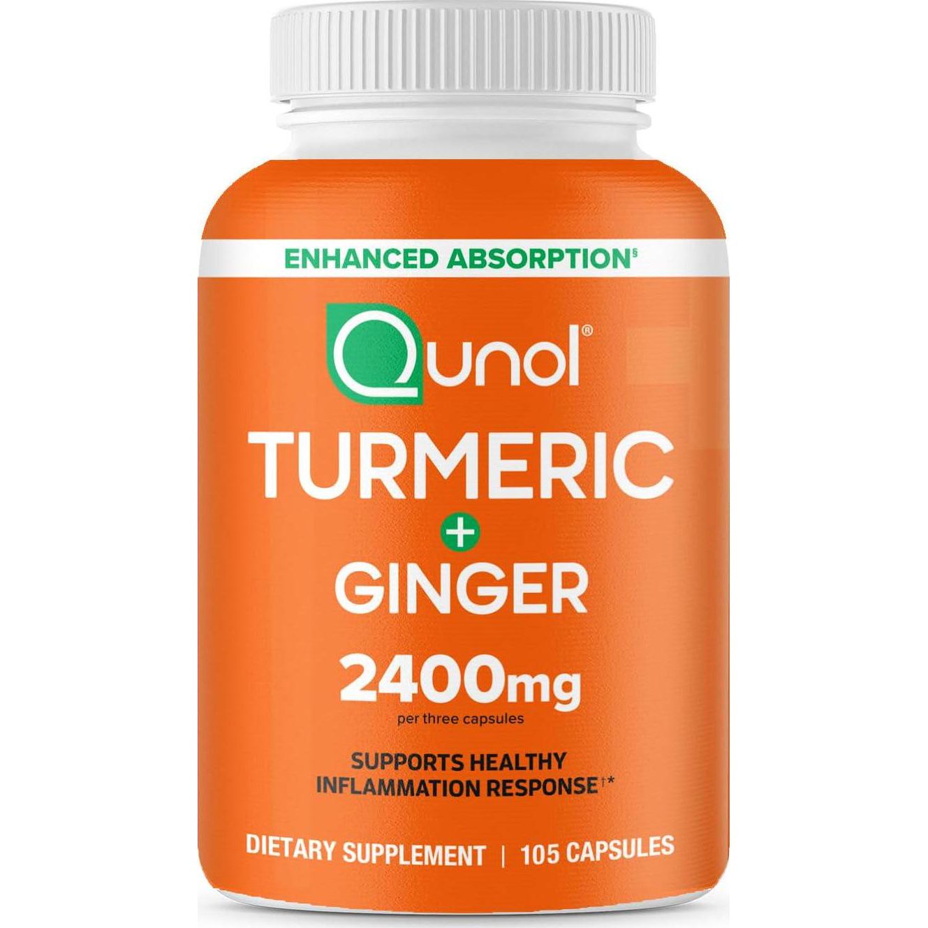Qunol Turmeric Curcumin with Black Pepper & Ginger, 2400mg (95% Curcuminoids), Extra Strength Joint Support, 105 Count, Enhanced Absorption