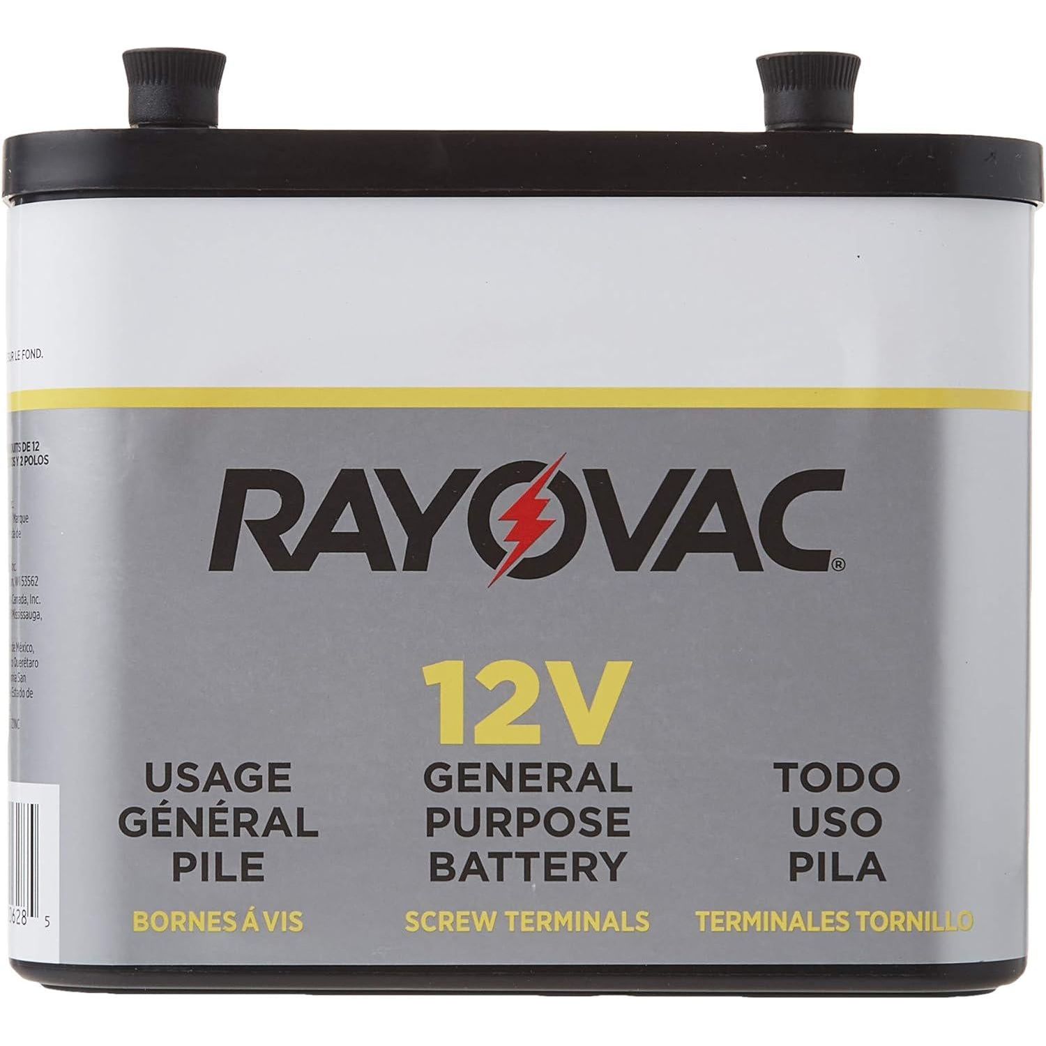 RAYOVAC General Purpose Lantern Battery, 12 Volt, Screw Terminals, 926C,799472741794