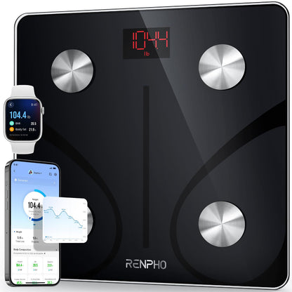 Renpho Smart Scale for Body Weight, Digital Bathroom Scale, BMI, Bluetooth, Body Fat Monitor, Health Analyzer with Smartphone App, 400 lbs, ELIS-1