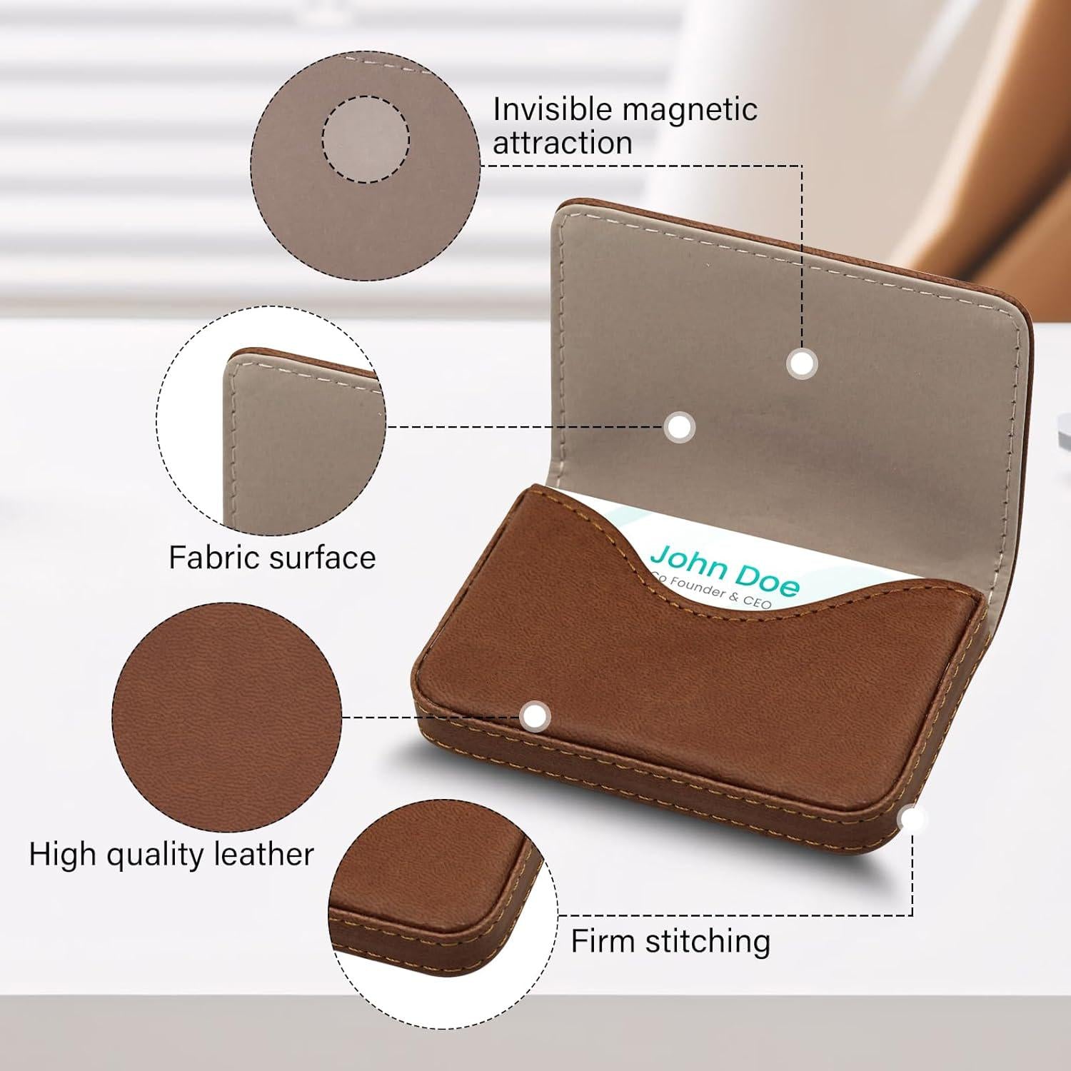 RFID Blocking Wallet - Minimalist Leather Business Credit Card Holder (A52-20),