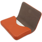 RFID Blocking Wallet - Minimalist Leather Business Credit Card Holder With Magnetic, Orange, Small,