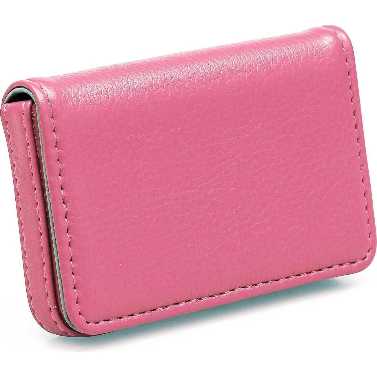 RFID Blocking Wallet - Minimalist Leather Business Credit Card Holder With Magnetic, Pink, Small,