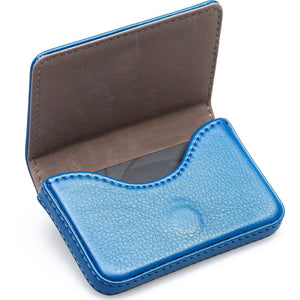 RFID Blocking Wallet - Minimalist Leather Business Credit Card Holder With Magnetic, Blue, Small,