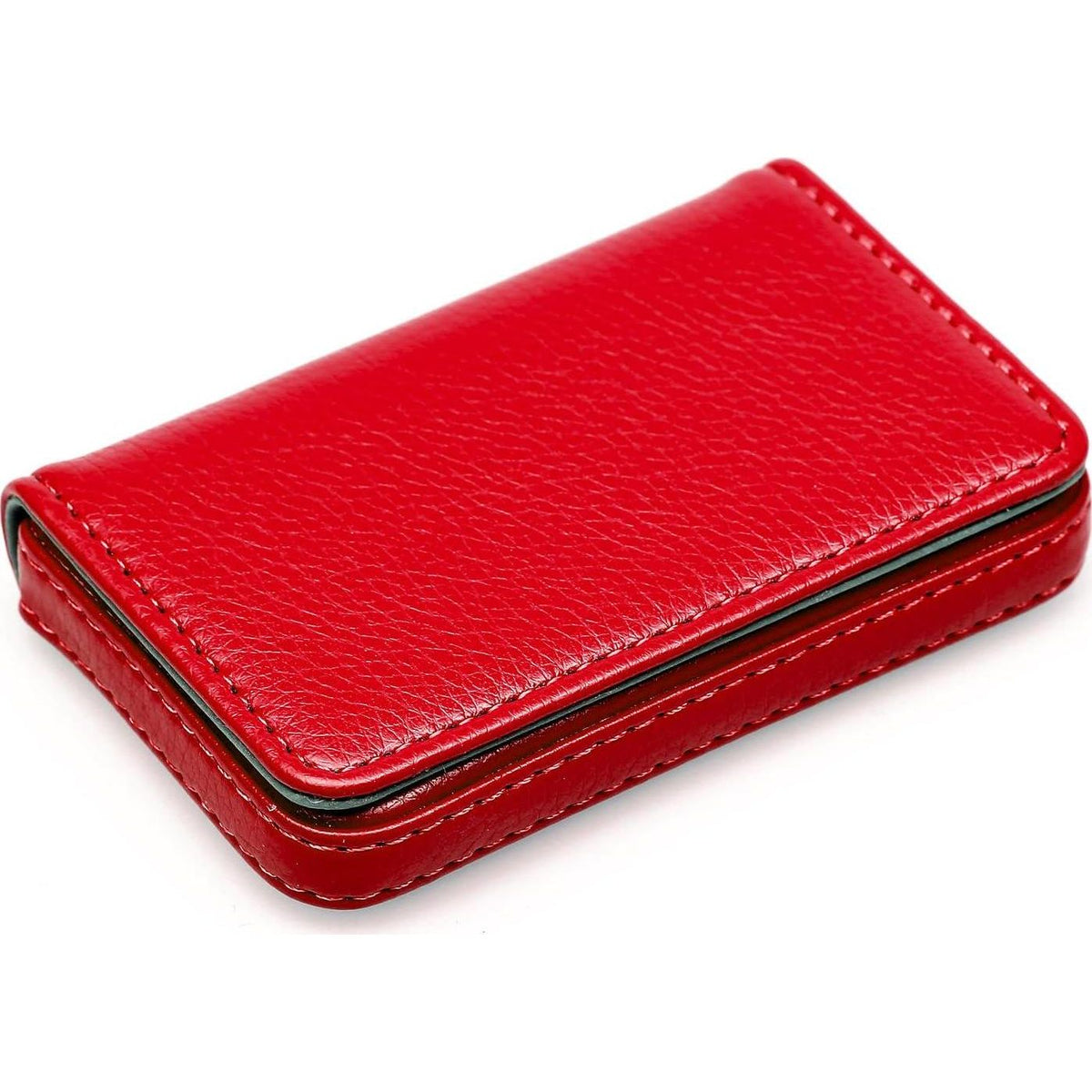 RFID Blocking Wallet - Minimalist Leather Business Credit Card Holder With Magnetic - Red,