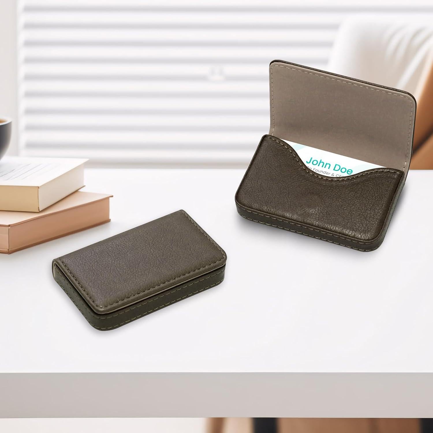 RFID Blocking Wallet - Minimalist Leather Business Credit Card Holder (A65-01),
