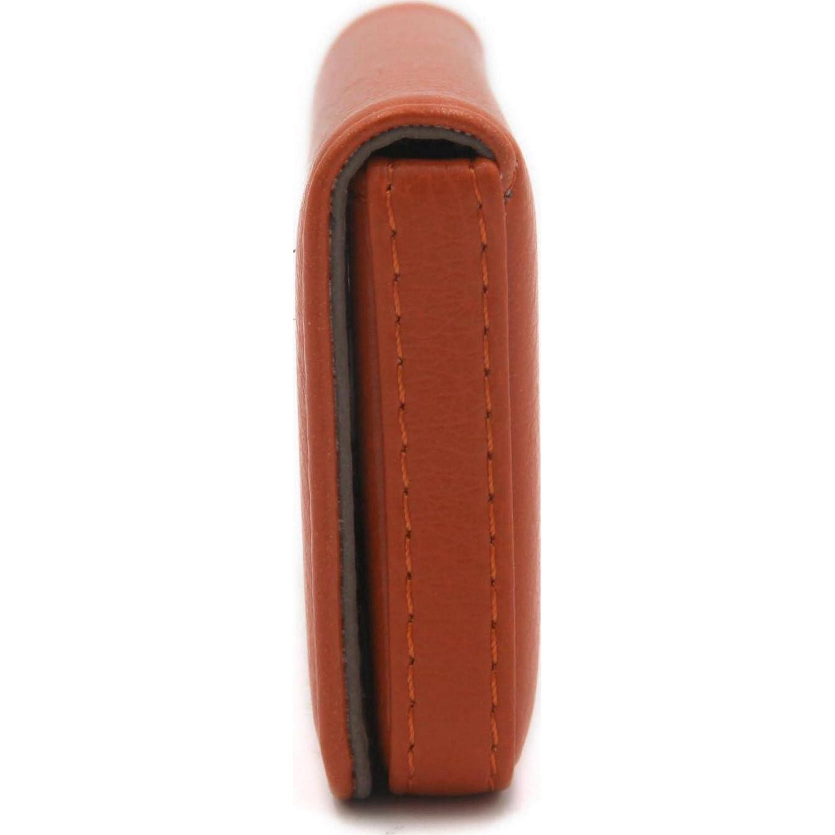 RFID Blocking Wallet - Minimalist Leather Business Credit Card Holder With Magnetic, Orange, Small,