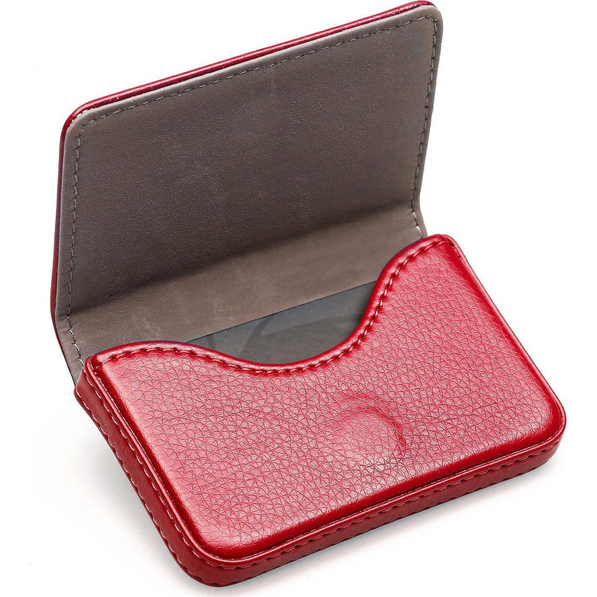 RFID Blocking Wallet - Minimalist Leather Business Credit Card Holder With Magnetic - Red,