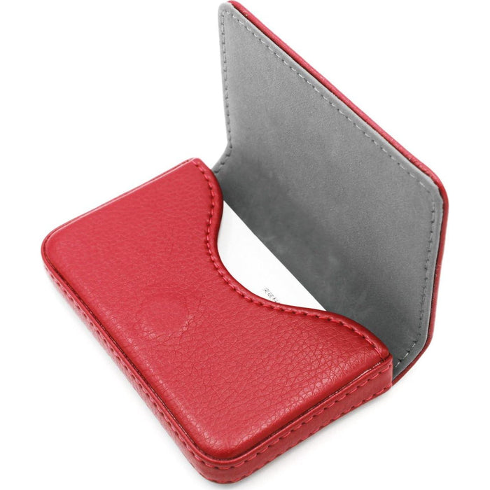 RFID Blocking Wallet, Minimalist Leather Credit Card Holder with Magnetic Closure, Red