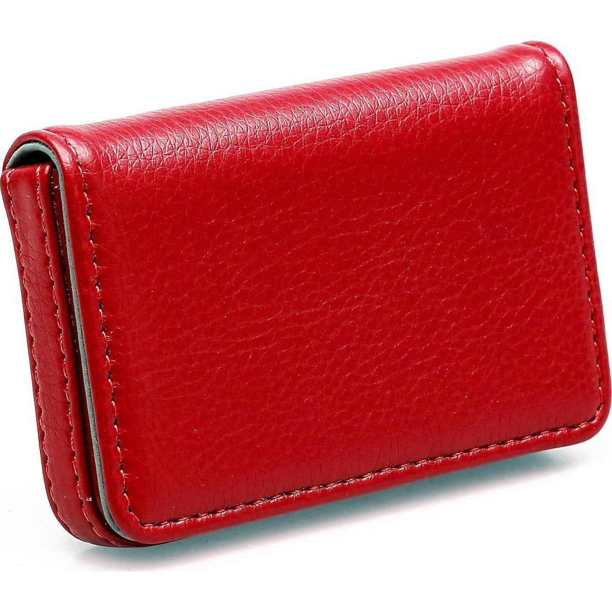 RFID Blocking Wallet - Minimalist Leather Business Credit Card Holder With Magnetic - Red,