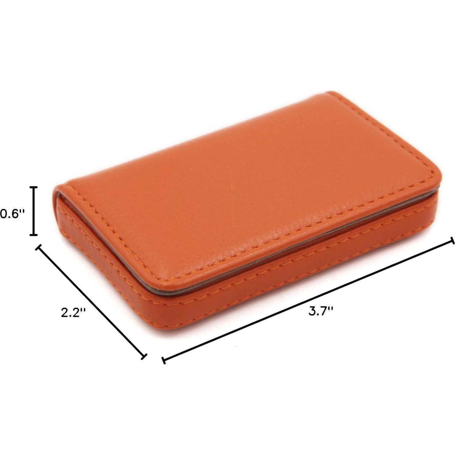 RFID Blocking Wallet - Minimalist Leather Business Credit Card Holder With Magnetic, Orange, Small,
