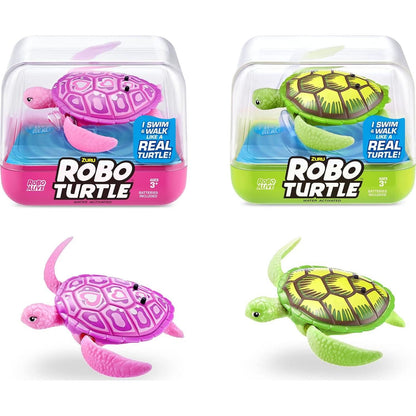 Robo Alive Turtle Toy Green and Pink 2 Pack Battery Powered Swimming Turtle by Zuru Water Activated