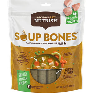 Rachael Ray Nutrish Soup Bones Dog Treats, Chicken & Veggies Flavor, 11 Bones, Chewy Long-Lasting