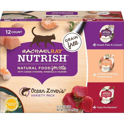 Rachael Ray Nutrish Natural Wet Cat Food Ocean Lovers Grain Free 2.8 oz Cups 12 Pack