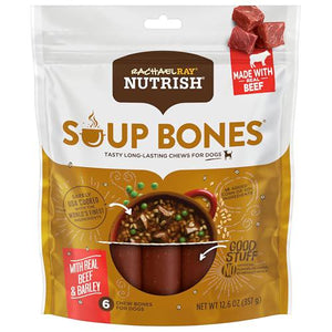 Rachael Ray Nutrish Soup Bones Dog Treats Beef and Barley Flavor 6 Count Meaty Chews