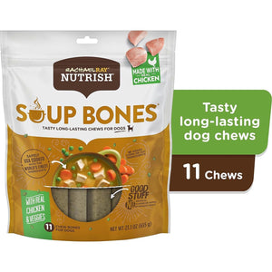 Rachael Ray Nutrish Soup Bones Dog Treats, Chicken & Veggies Flavor, 11 Bones, Chewy Long-Lasting