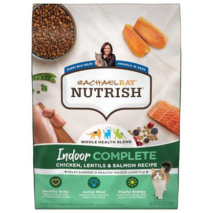 Rachael Ray Nutrish Indoor Complete Cat Food, Chicken, Lentils & Salmon, 6 lb Bag