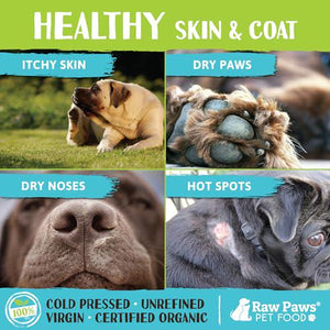 Raw Paws Organic Coconut Oil for Dogs & Cats, 4 oz, Natural Dry Skin, Hot Spot & Hairball Treatment