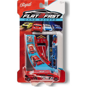 Red 72-Card Racer, Pocket-Sized Load & Launch Race Car Toy for Kids Ages 5+, Compact Fun for On-the-Go Play