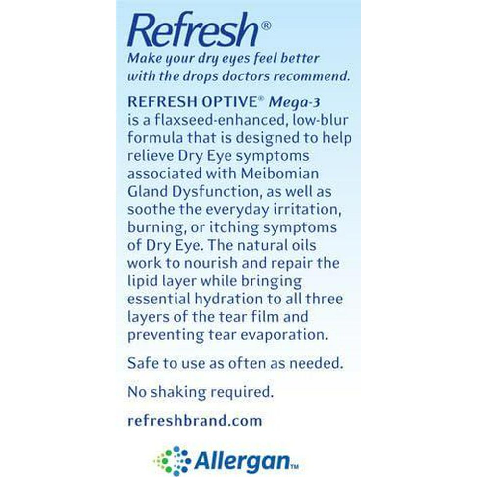 Refresh Refresh Optive MEGA-3 Lubricant Eye Drops Preservative-Free Artificial Tears, 0.01 Fl Oz (0.4 ML), 30 Single-Use Containers