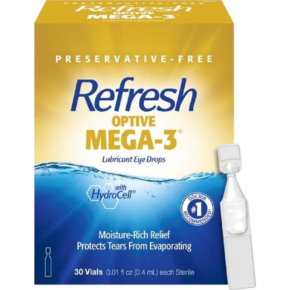 Refresh Refresh Optive MEGA-3 Lubricant Eye Drops Preservative-Free Artificial Tears, 0.01 Fl Oz (0.4 ML), 30 Single-Use Containers