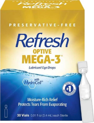 Refresh Refresh Optive MEGA-3 Lubricant Eye Drops Preservative-Free Artificial Tears, 0.01 Fl Oz (0.4 ML), 30 Single-Use Containers