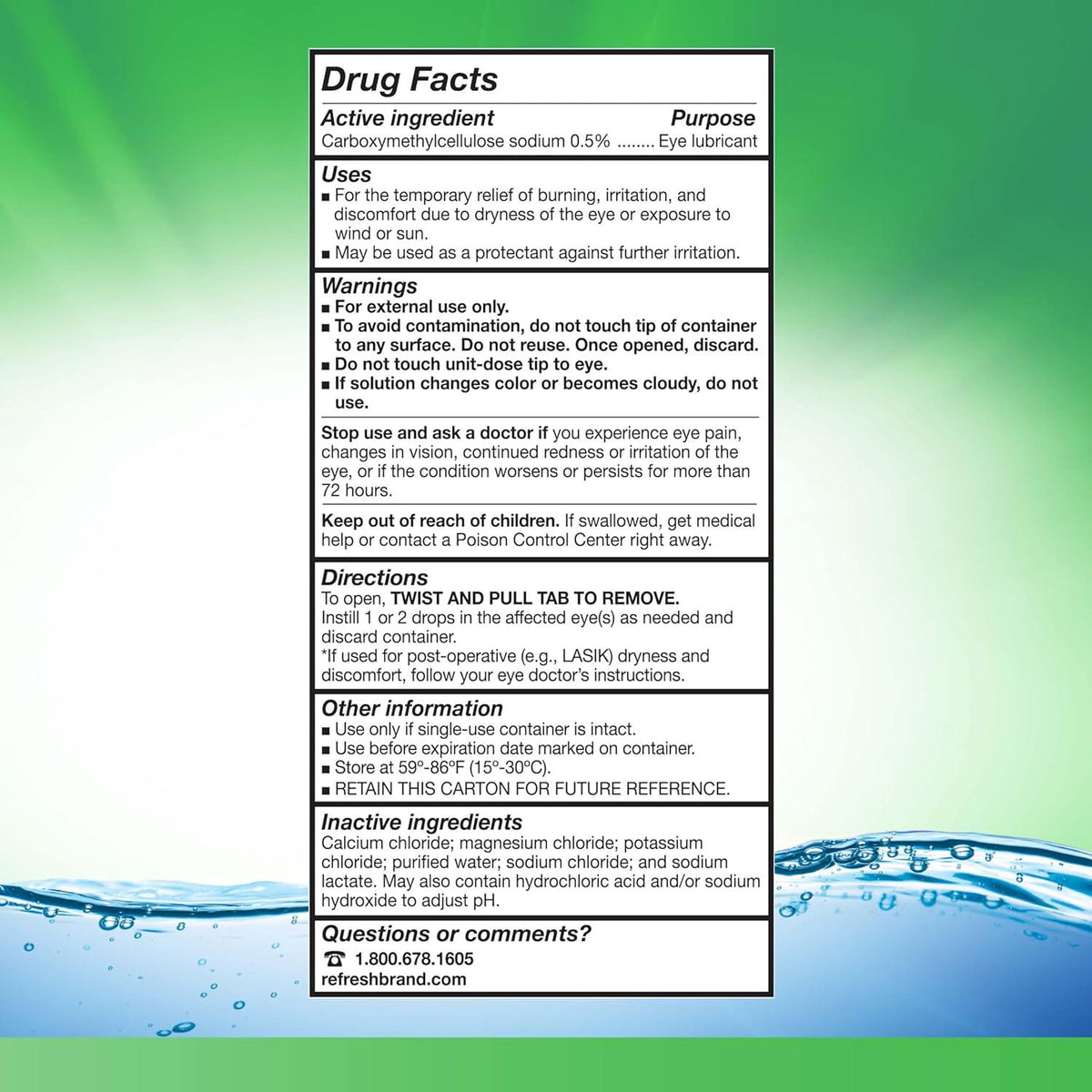 Refresh Plus Lubricant Eye Drops, Preservative-Free, 001 fl oz Single Use Containers, 50 Count, Packaging May Vary
