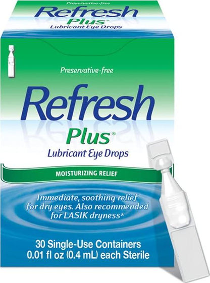 Refresh Refresh Plus Lubricant Eye Drops, Preservative Free, Single Use Containers, 30 Count