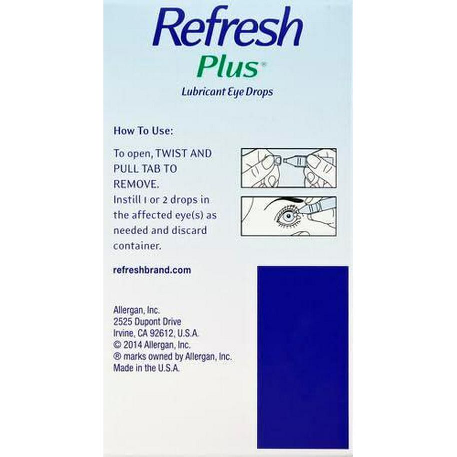 Refresh Plus Lubricant Eye Drops, Preservative-Free, 001 fl oz Single Use Containers, 50 Count, Packaging May Vary