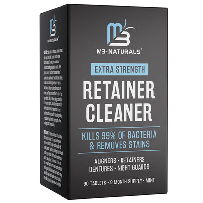 M3 Naturals Retainer Cleanser Tablets Cleaner FSA HSA Approved Remove Odors Discoloration Stains And Plaque 2 Month Supply Denture Cleansers Retainers Mouth Guards Denture Bath Mint By M3 Naturals