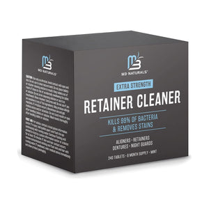 M3 Naturals Retainer & Denture Cleaners, 240 Tablets, Removes Odors, Stains & Plaque, For Cleaning Invisalign, Mouth Guards & Dental Appliances
