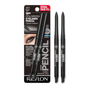 REVLON Revlon ColorStay Pencil Waterproof Eyeliner, Smudge-Proof, Eye Makeup With Built-In Sharpener, Packaging May Vary, 201 Black, 2 Pack