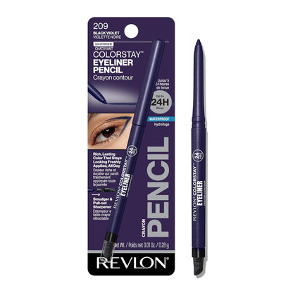 REVLON Revlon ColorStay Pencil Eyeliner With Built-in Sharpener, Waterproof, Smudgeproof, Longwearing Eye Makeup With Ultra-Fine Tip, Black Violet, 0.028 Oz