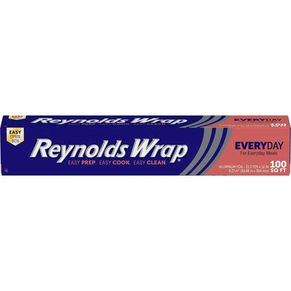 Reynolds Reynolds Wrap Everyday Strength Aluminum Foil Roll, Freezer Safe And Grill Safe, Great For Foil Packets And Home Cooking, 12 Inches Wide, 100 Total Sq. Ft.