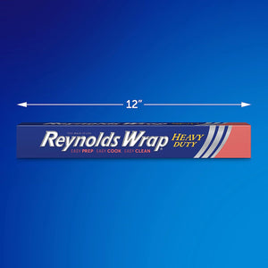 Reynolds Wrap Heavy Duty Aluminum Foil, 12in x 50ft Roll, Strong & Durable, Easy Open & Close Tab