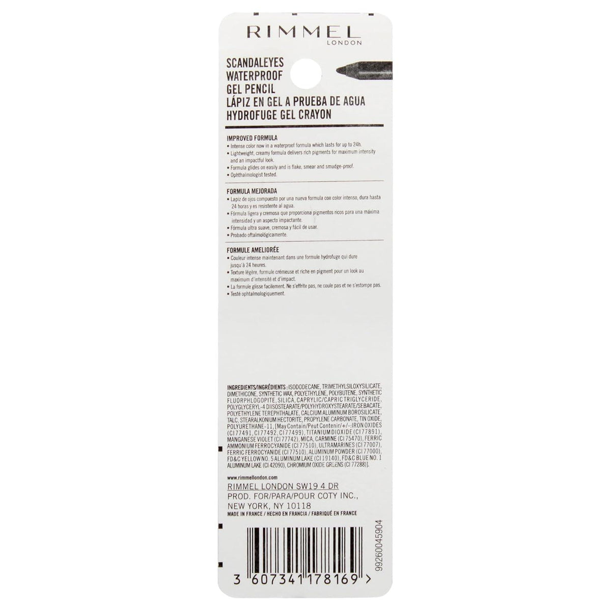 Rimmel London Scandaleyes Waterproof Gel Pencil Eyeliner, Long-Wearing, Ultra-Smooth, Smudge-Proof, 001, Black, 0.04oz,