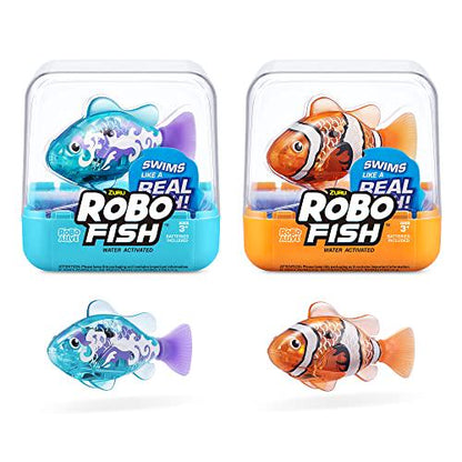 Zuru Robo Alive Robo Fish 2-Pack, Series 3, Teal & Orange, Color Changing, Batteries Included, Amazon Exclusive