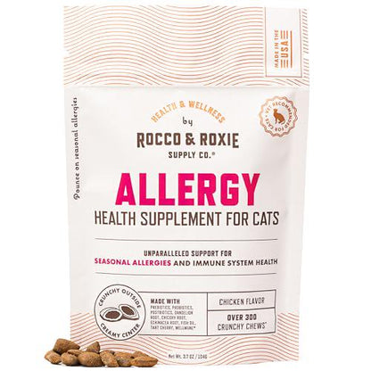 Rocco and Roxie Allergy Relief Cat Supplements Probiotics Fish Oil for Sneezing Itching Seasonal Support