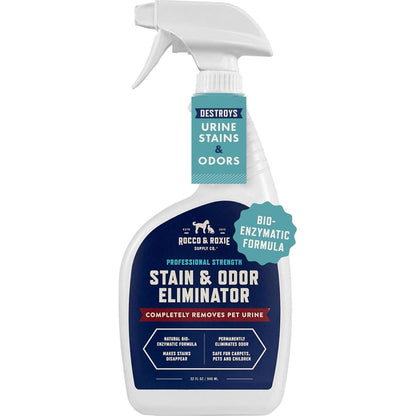 Rocco and Roxie Stain Odor Eliminator 32 oz Enzyme Spray for Cat Dog Urine Carpet Cleaner Spray